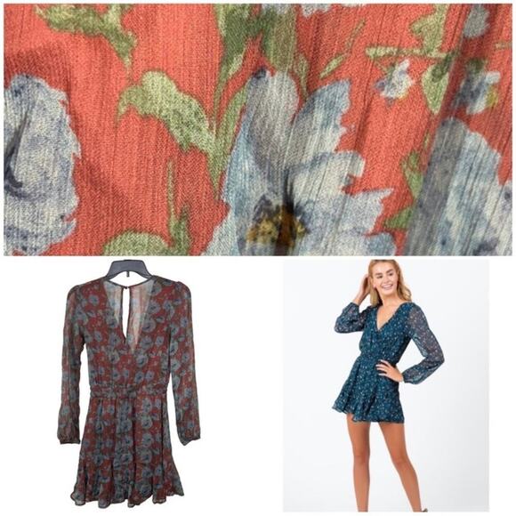 Mi Ami Francesca Floral Faux Wrap Mini Dress Size XXS - Picture 2 of 16